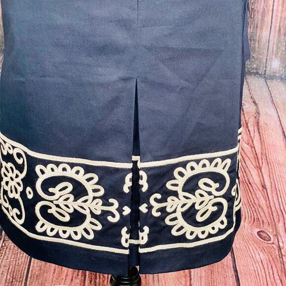 Loft Dark Navy Skirt with tan Embroidery detail 4 - Picture 3 of 9